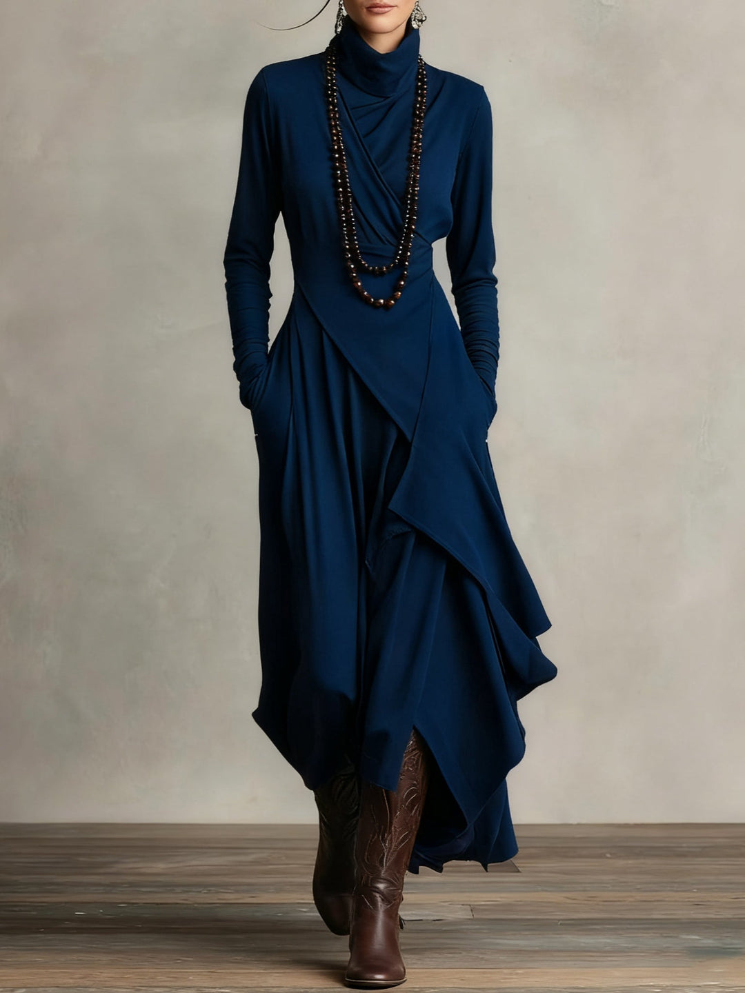 Arielle | Vintage Asymmetric Cowl Neck Dress