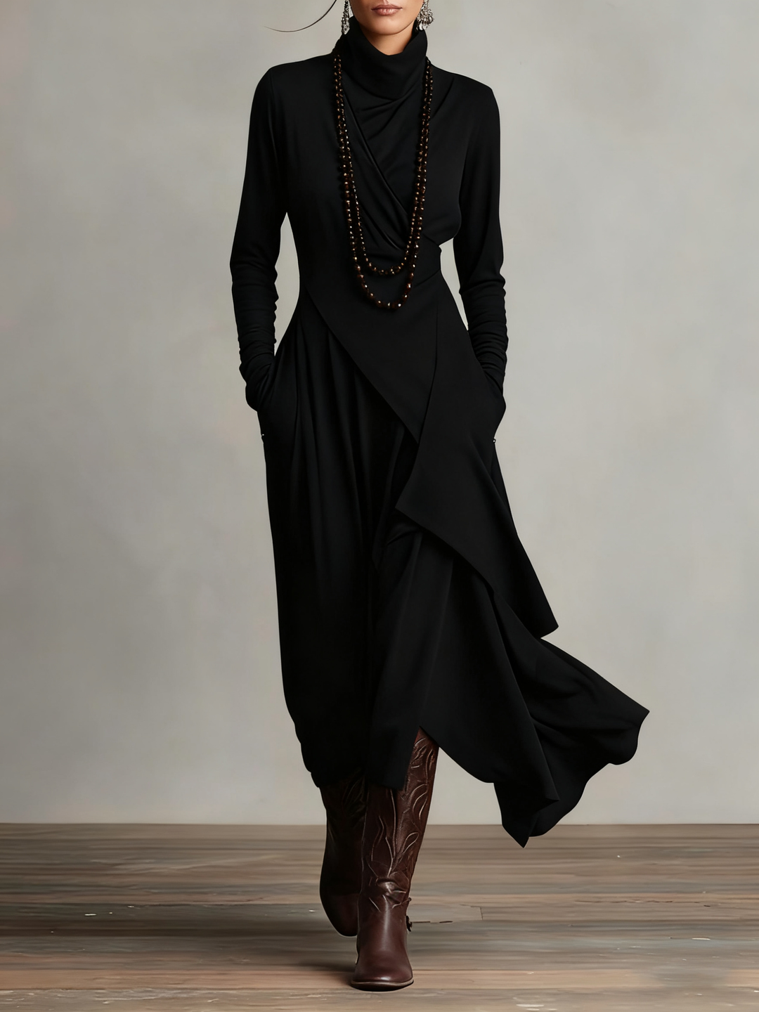 Arielle | Vintage Asymmetric Cowl Neck Dress