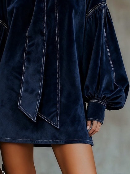 Tiphaine | Velvet Mini Dress with Bow