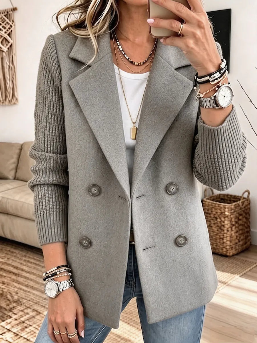 Samara | Textured Blazer with Knit Sleeves