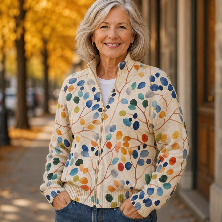Miranda | Vest met bladprint en rits