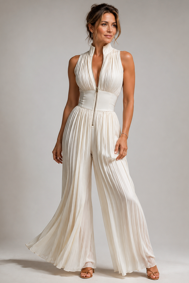 Ingrid | Pleated Halter Jumpsuit