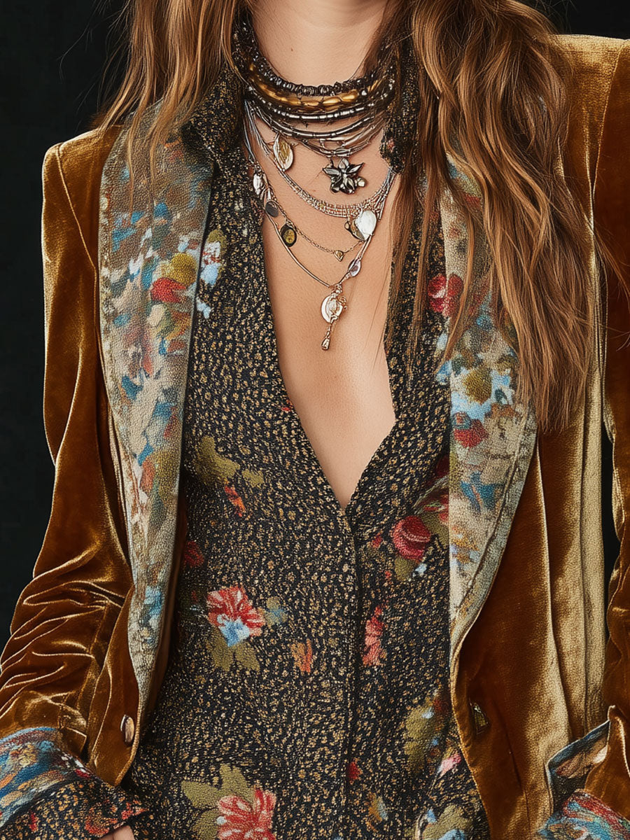 Mireille | Vintage Patchwork Blazer met Bloemenprint