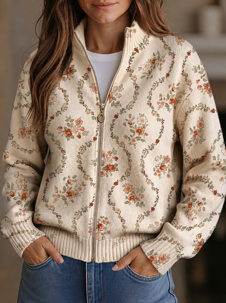 Femke | Vest met bloemenprint en rits