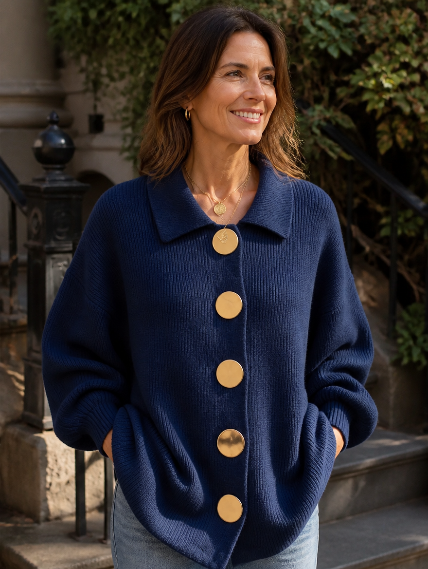 Isla | Oversized Collared Button Cardigan