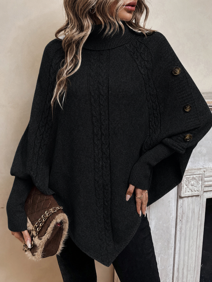Alexis™ | High Neck Batwing Poncho Sweater