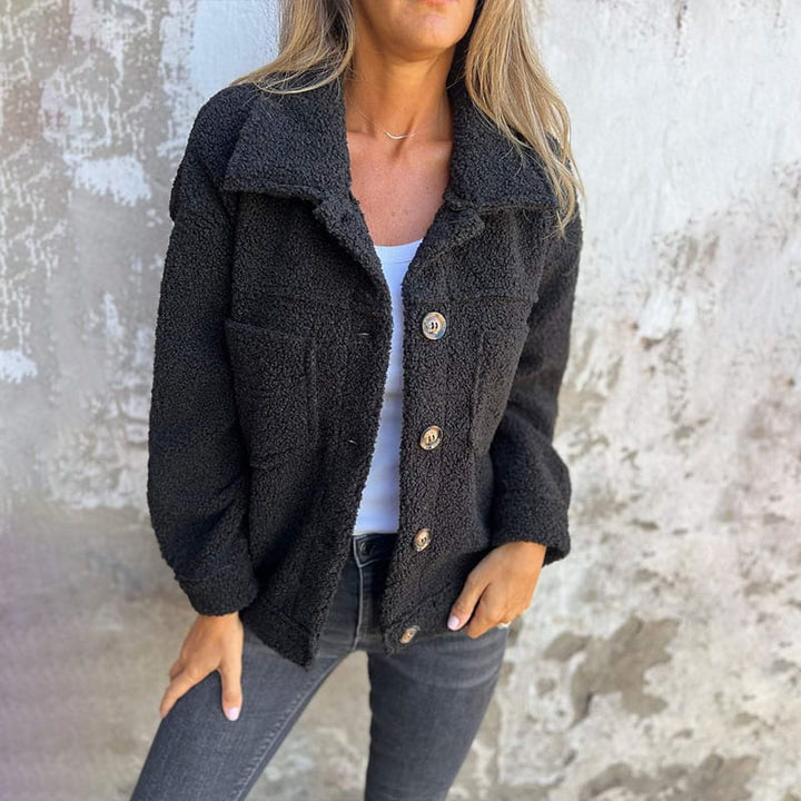 Harriet™ | Soft Teddy Button Jacket