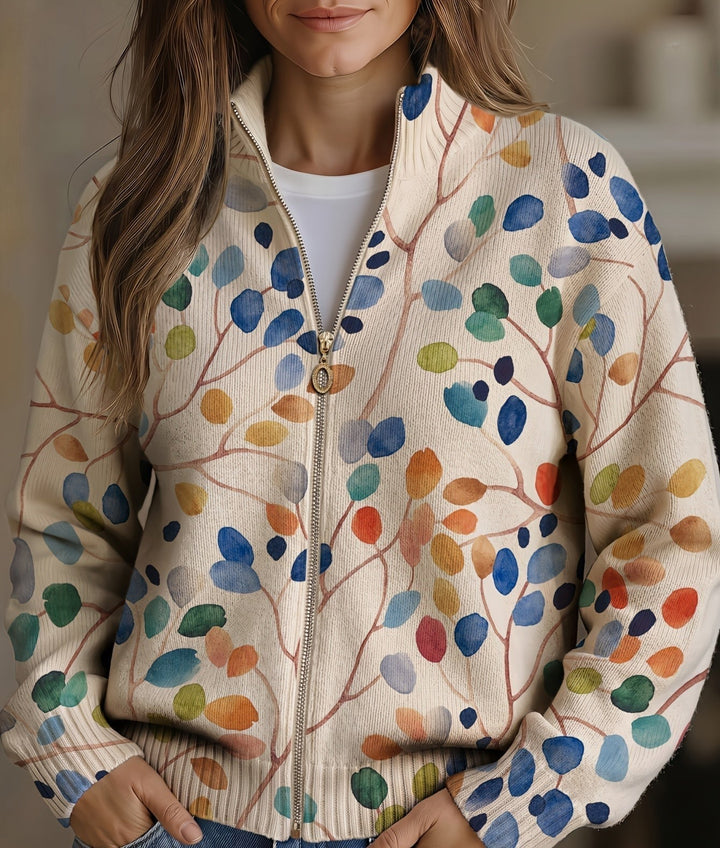 Miranda | Vest met bladprint en rits