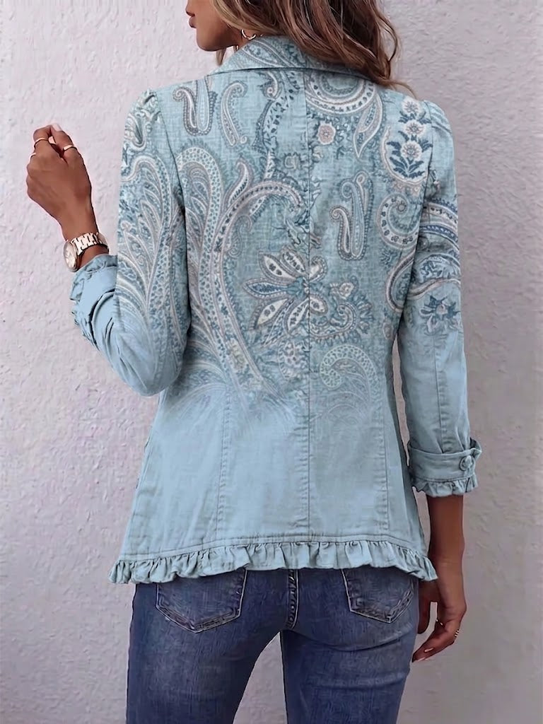 Margriet™ | Vintage Paisley Print Jacket with Ruffles