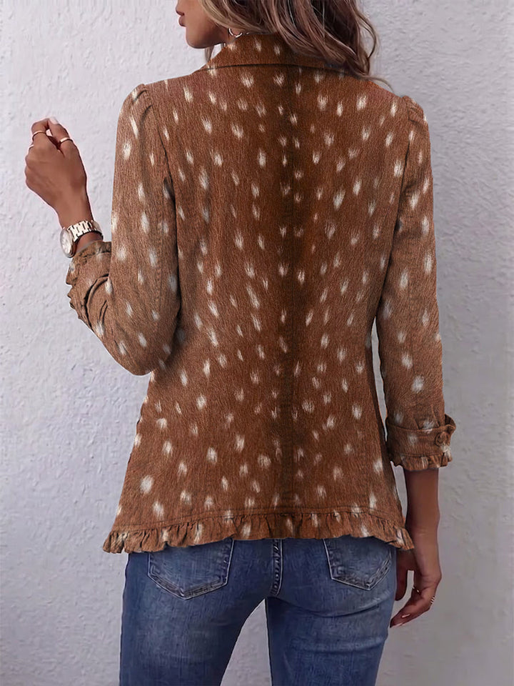 Hanneke™ | Bohemian Animal Print Jacket with Ruffles