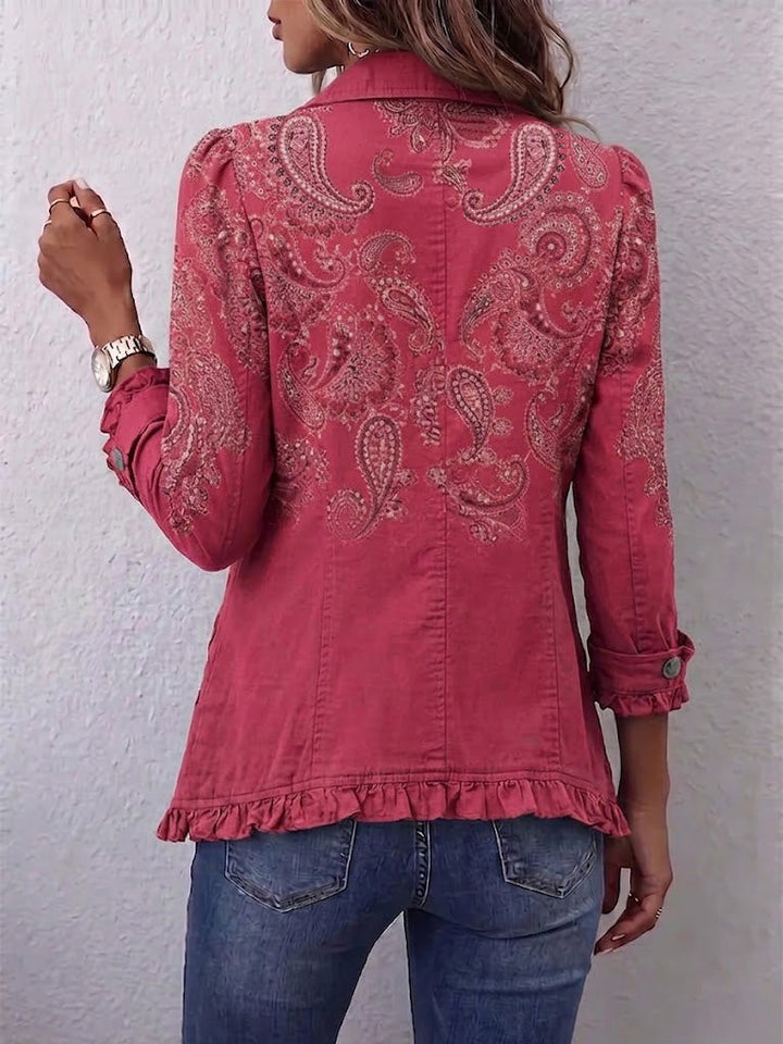 Astrid™ | Vintage Paisley Print Jacket with Ruffles