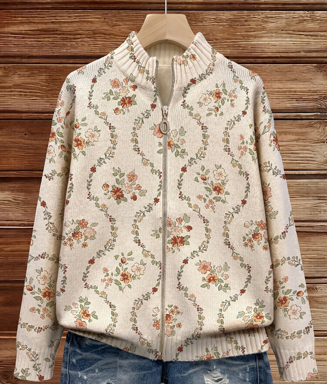 Femke | Vest met bloemenprint en rits
