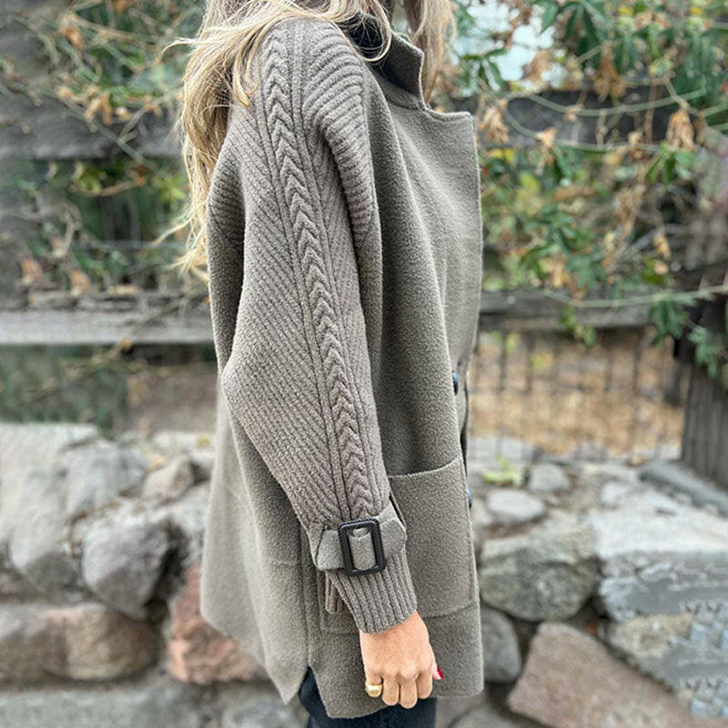 Dorien | Knit Sleeve Double-Breasted Coat