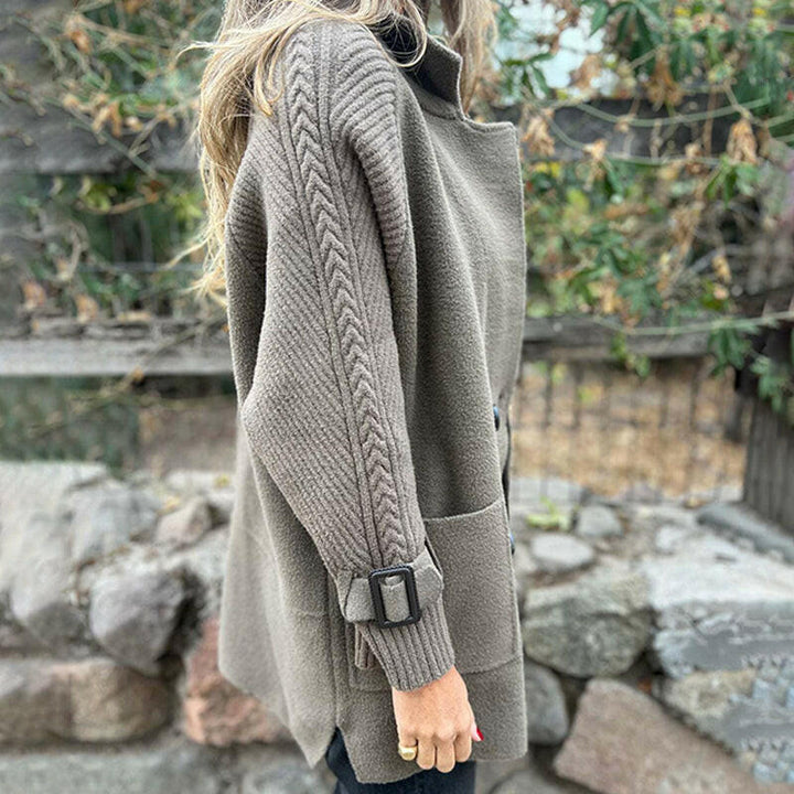 Dorien | Knit Sleeve Double-Breasted Coat